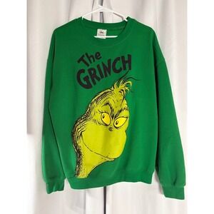 Dr Seuss The Grinch Green Christmas Sweatshirt XL 15-17 Holiday Crewneck MC0044